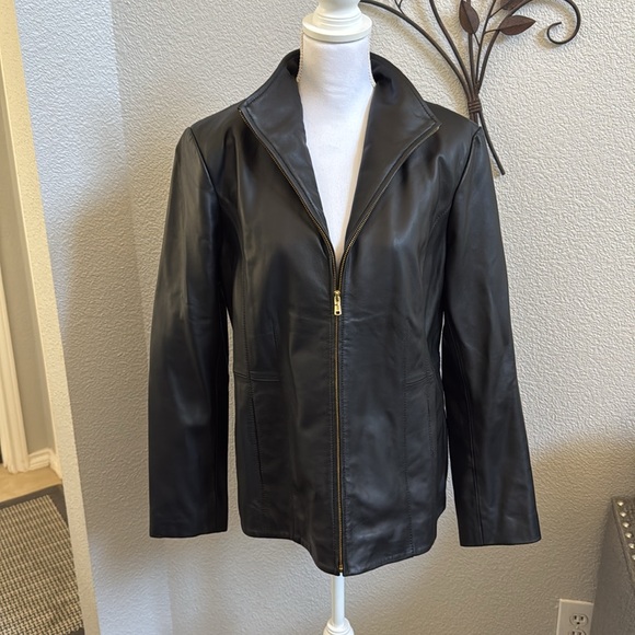 Cole Haan Women’s Wing Collar Leather Jacket - Picture 11 of 16